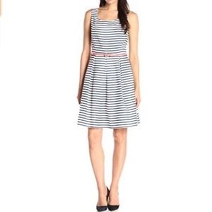 Tiana B. Blue & White Striped Fit&Flare Dress. Size 12